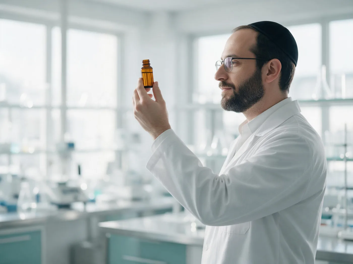 Contrôle d’un flacon en laboratoire